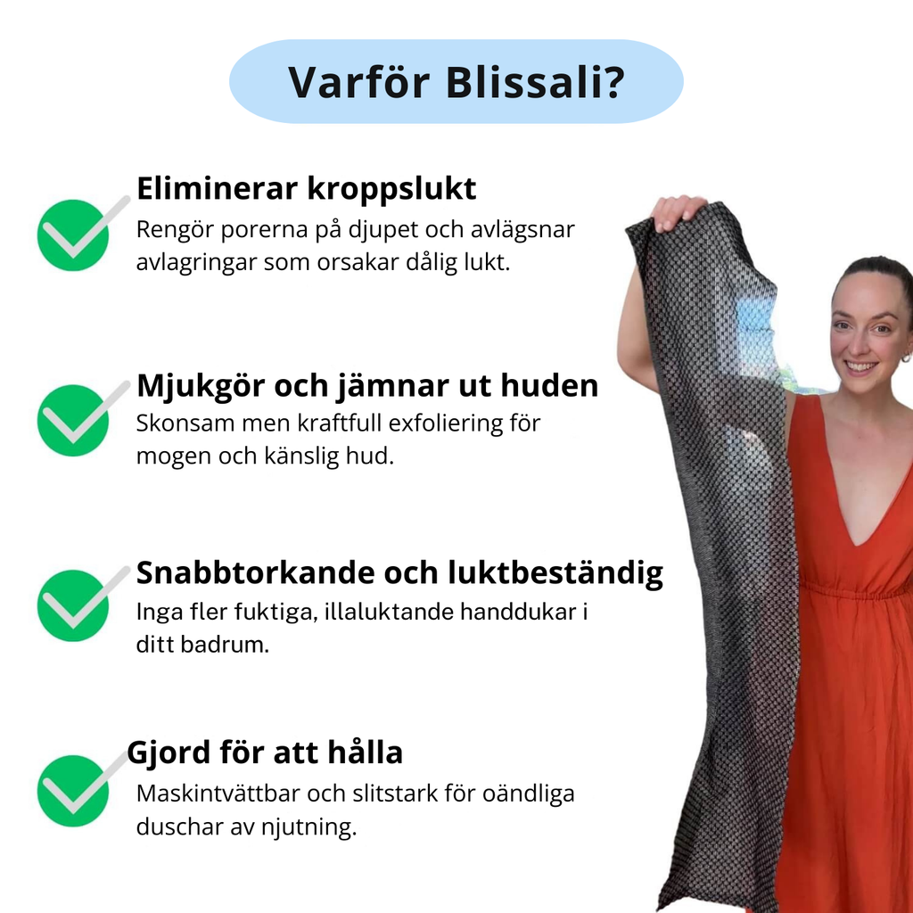 Blissali - Exfolierande antibakteriell duschhandduk